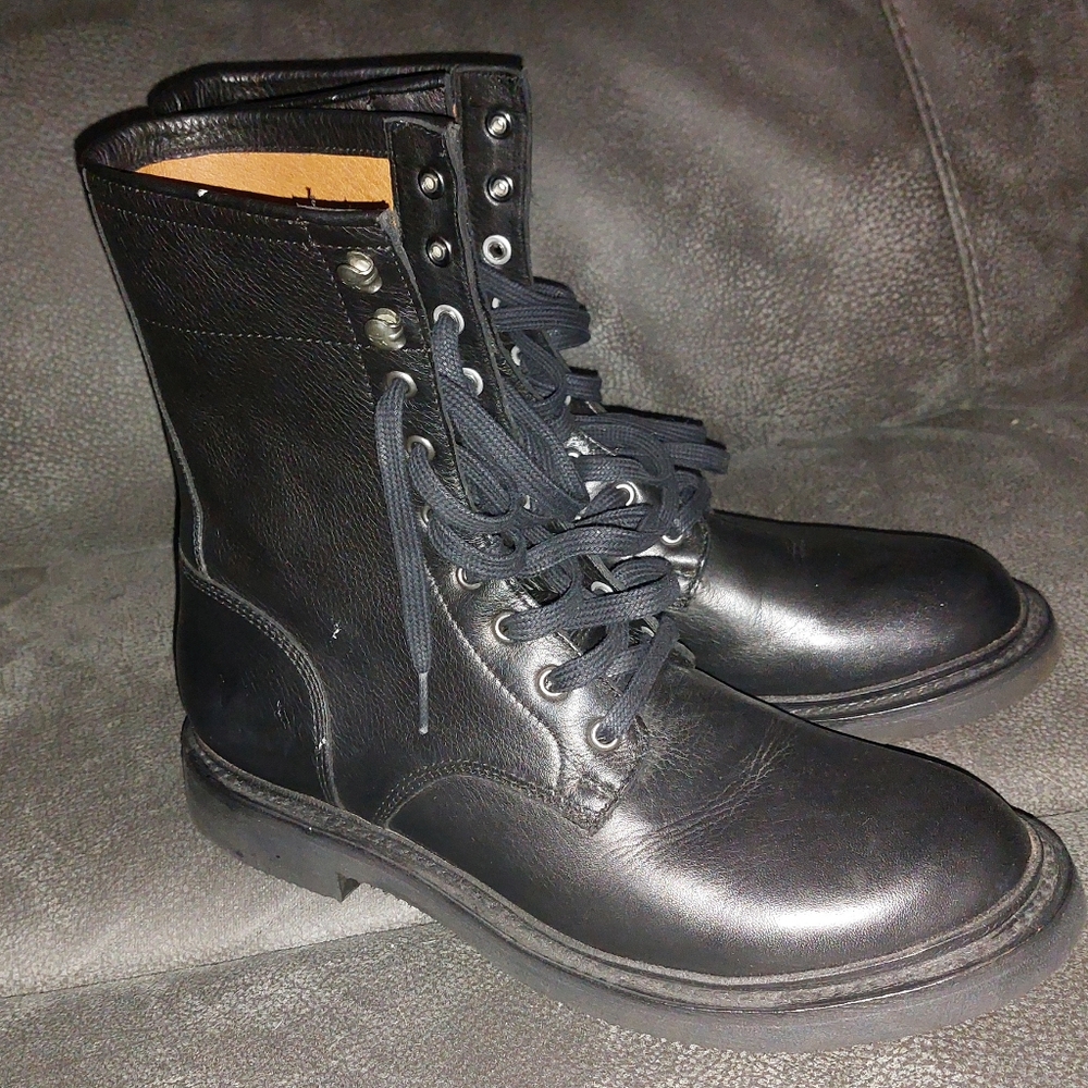 Frye Veronica Combat Logger Black  Leather Boots - Picture 7 of 10